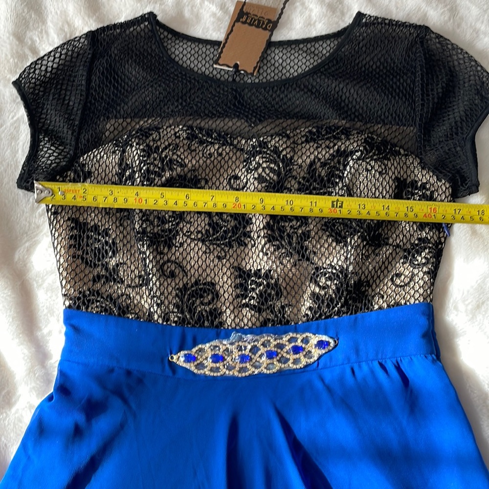 Maxi Dress DELVINA, black/gold/ blue, size M - Picture 6 of 8